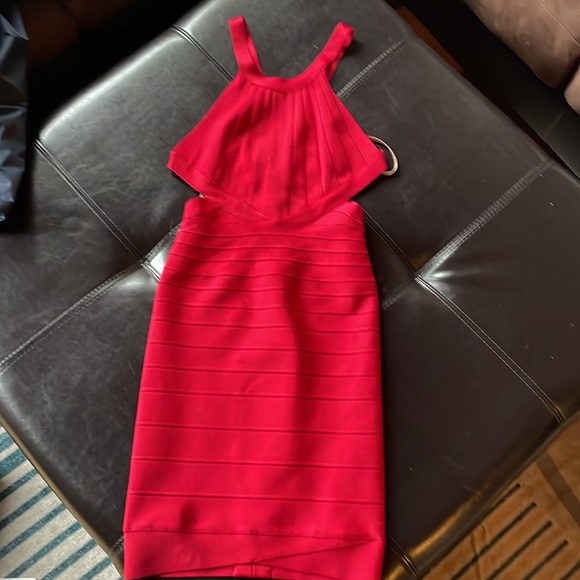 Herve Leger Zariah Dress Sz S Lipstick Red - Picture 4 of 11
